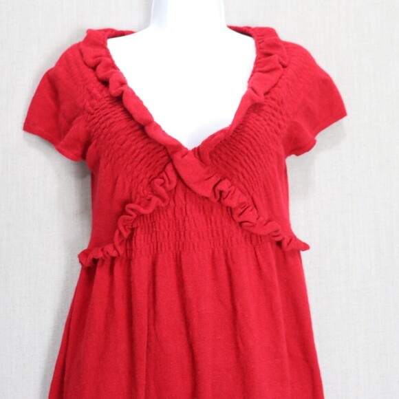 Anthropologie Knitted & Knotted Red Sweater Dress S | Romantic Coquette Cashmere - Picture 5 of 14